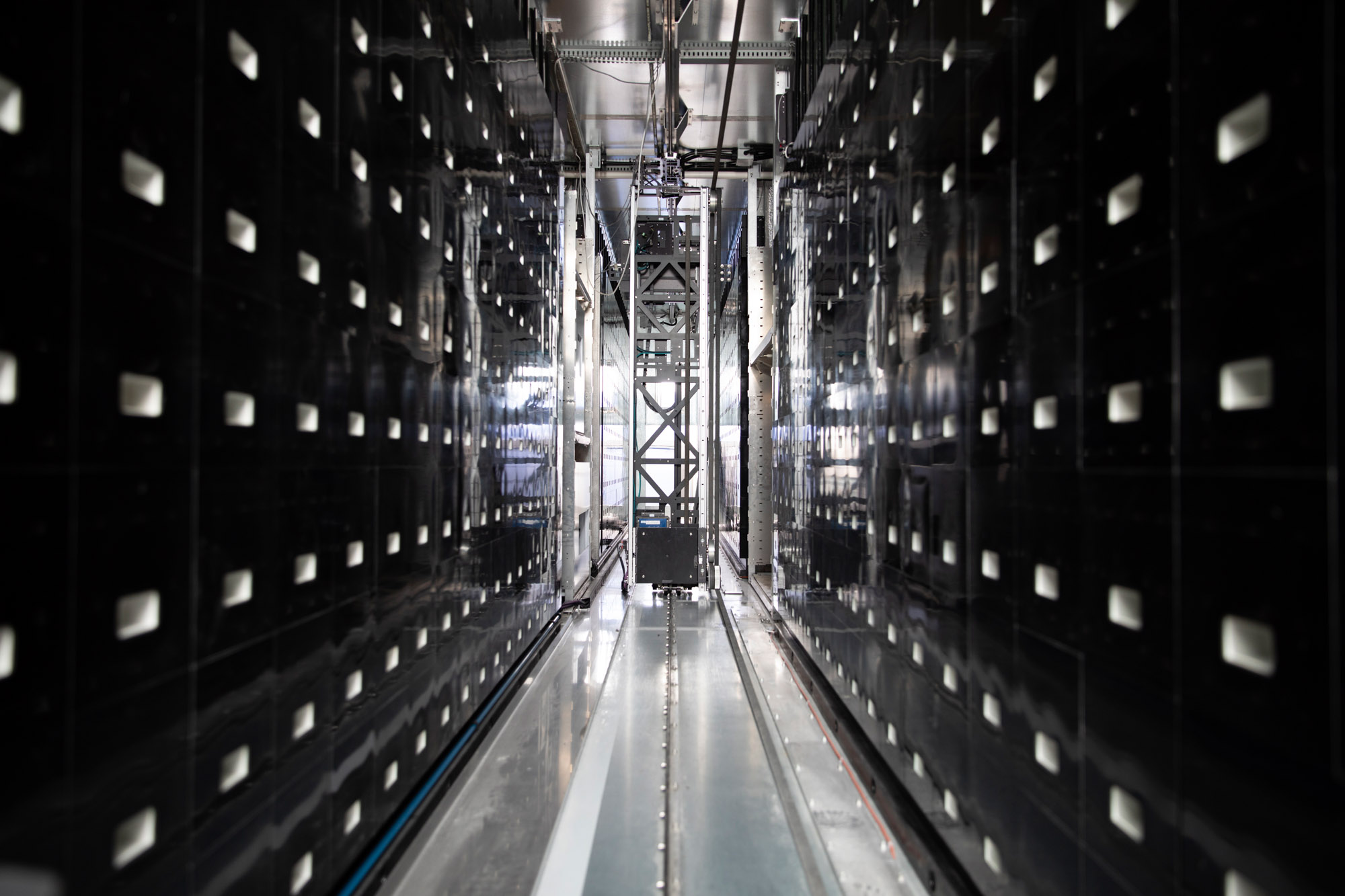 Inside a Quad bank automated storage